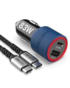 83W Hurtigoplader, til smartphone og computer til bil +100w USB-C kabel, QC 3.0