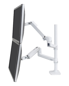 Ergotron LX Dual Stacking Arm, høj stang, hvid/grå