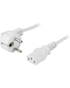 DELTACO enhedskabel, PC & væg, vinklet CEE 7/7 - lige IEC C13, 1m, vi