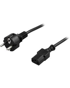 DELTACO enhedskabel, PC & vægstik, lige CEE 7/7 - lige IEC C13, 2m