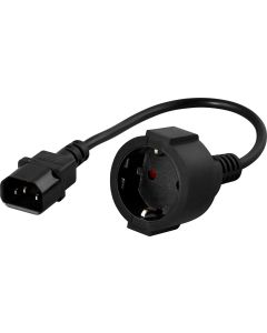 DELTACO enhedsadapter, IEC C14 han til CEE 7/4 (Schuko) hun, 0,2m