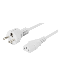 DELTACO jordet apparatkabel, CEE 7/7 til IEC 60320 C13, 10m, hvid