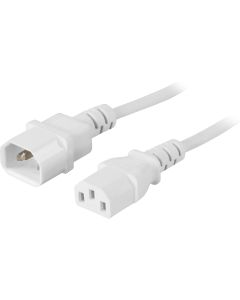 DELTACO forlængerkabel, lige IEC C13 - lige IEC C14 3m, hvid
