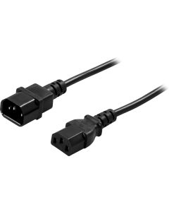 DELTACO forlængerkabel, PC & skærm, lige IEC C13 - lige IEC C14 2m