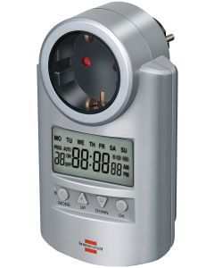 Brennenstuhl digital timer, jordet, 12/24h, kæledyr, 240V/16A/3680W, sølv