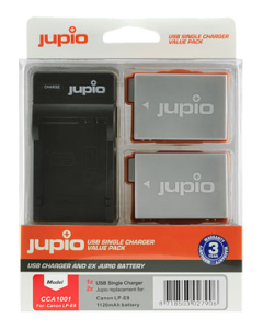 Jupio Canon Kit: 2x batteri LP-E8 1120mAh + USB Single Charger Compat