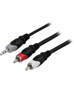 DELTACO Audio kabel 3,5mm ha - 2xRCA ha 2m