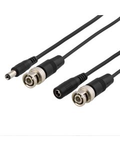 DELTACO koaksialkabel BNC og strøm, BNC ha -ha, 2,1mm, 10m, sort