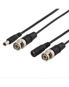 DELTACO koaksialkabel BNC og strøm, BNC ha -ha, 2,1 mm, 25 m, sort