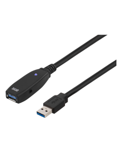 DELTACO PRIME aktivt USB 3.0 forlængerkabel, Type A ha - ho, 2m, svar