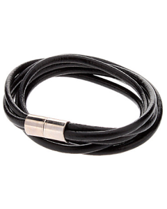 Trelagers svart läderarmband med magnetfäste