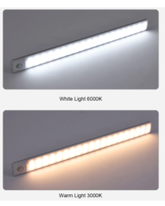 Sort LED Strip med bevægelsessensor, magnetisk fastgørelse, automatisk LED, kølig hvid, 40cm