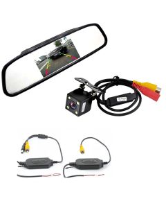 Trådlöst backkamerapaket till bil, 4,3" backspegeldisplay, 170° vidvinkel, mörkersyn