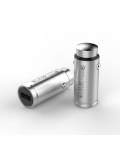 Bulletcharger Slim, 12V Snabbladdare i rostfritt stål för bilen, Quick Charge 3.0, LED-indikator