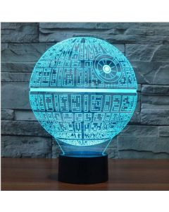 Dekorativ Star Wars-lampe med 3D-effekt og skiftende farve - Death Star