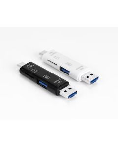 OTG Hukommelseskortlæser MicroSD, USB + USB-C, 5-i-1 multifunktions hukommelseskortlæser