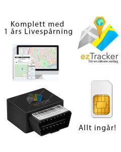 ezTracker OBD II GPS Tracker, plug&play, 1 års gratisspårning i EU
