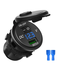 USB oplader, Quick Charge, ON/OFF knap til motorcykel, båd, bil