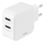 DELTACO Vægoplader med dobbelt USB-A porte, 4,8 A, 24 W, hvid